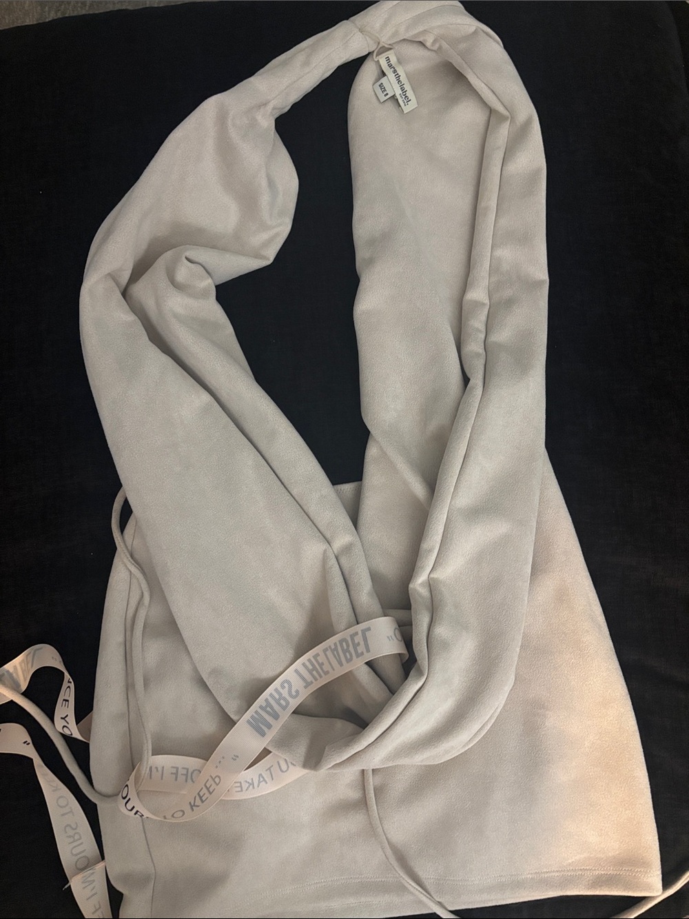 Light Beige Crossbody Sling Bag with Branded Strap